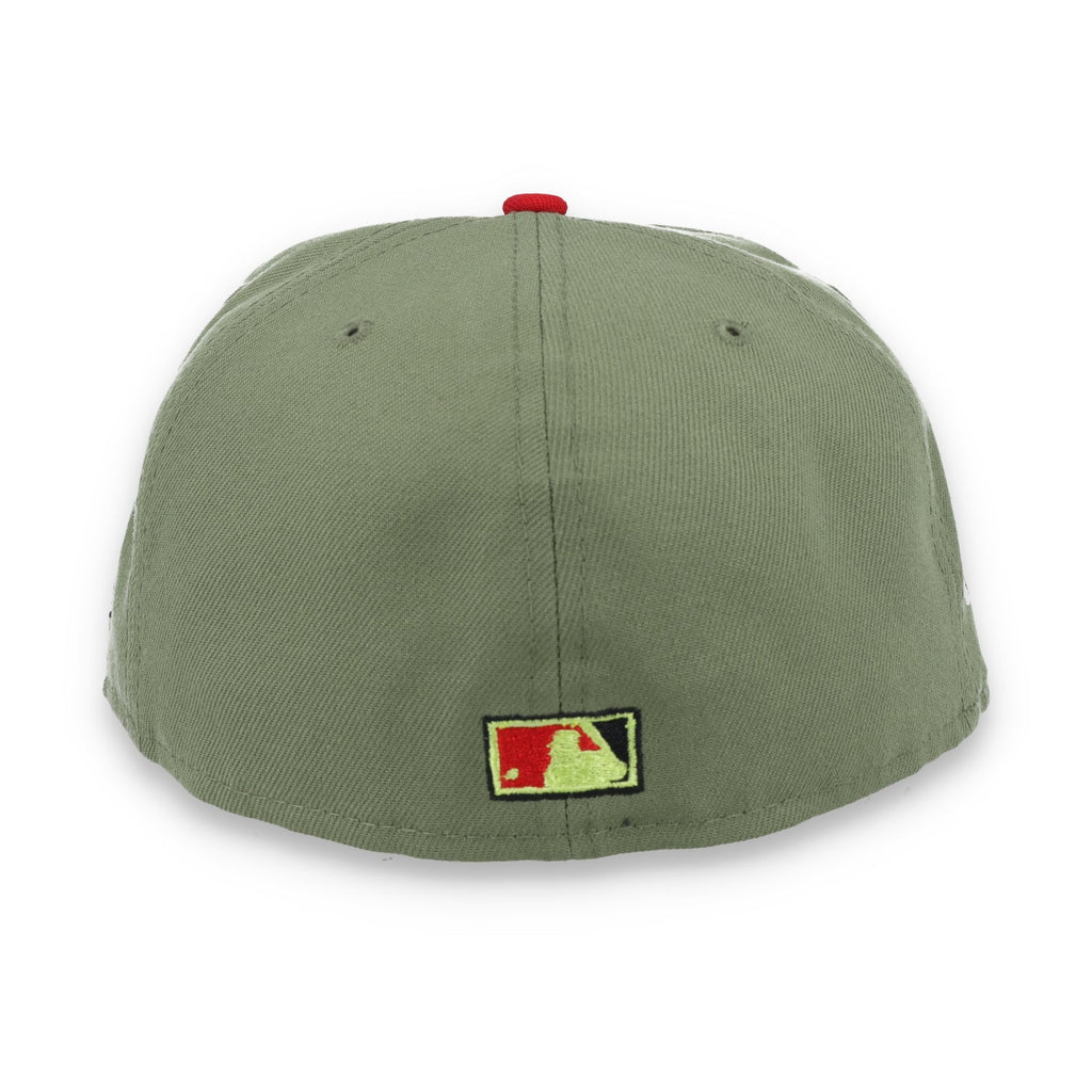 New Era Los Angeles Angels 40th Anniversary Side Patch 59FIFTY Fitted Hat- Olive Green product image 5, provided for visual