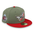 New Era Los Angeles Angels 40th Anniversary Side Patch 59FIFTY Fitted Hat- Olive Green product image 1, provided for visual