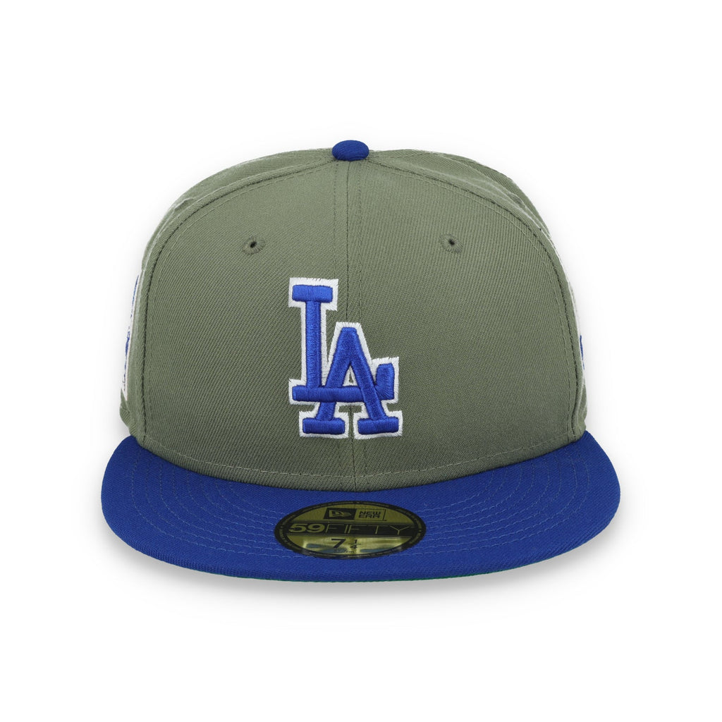 New Era Los Angeles Dodgers 60th Anniversary Side Patch 59FIFTY Fitted Hat- Olive Green product image 2, provided for visual