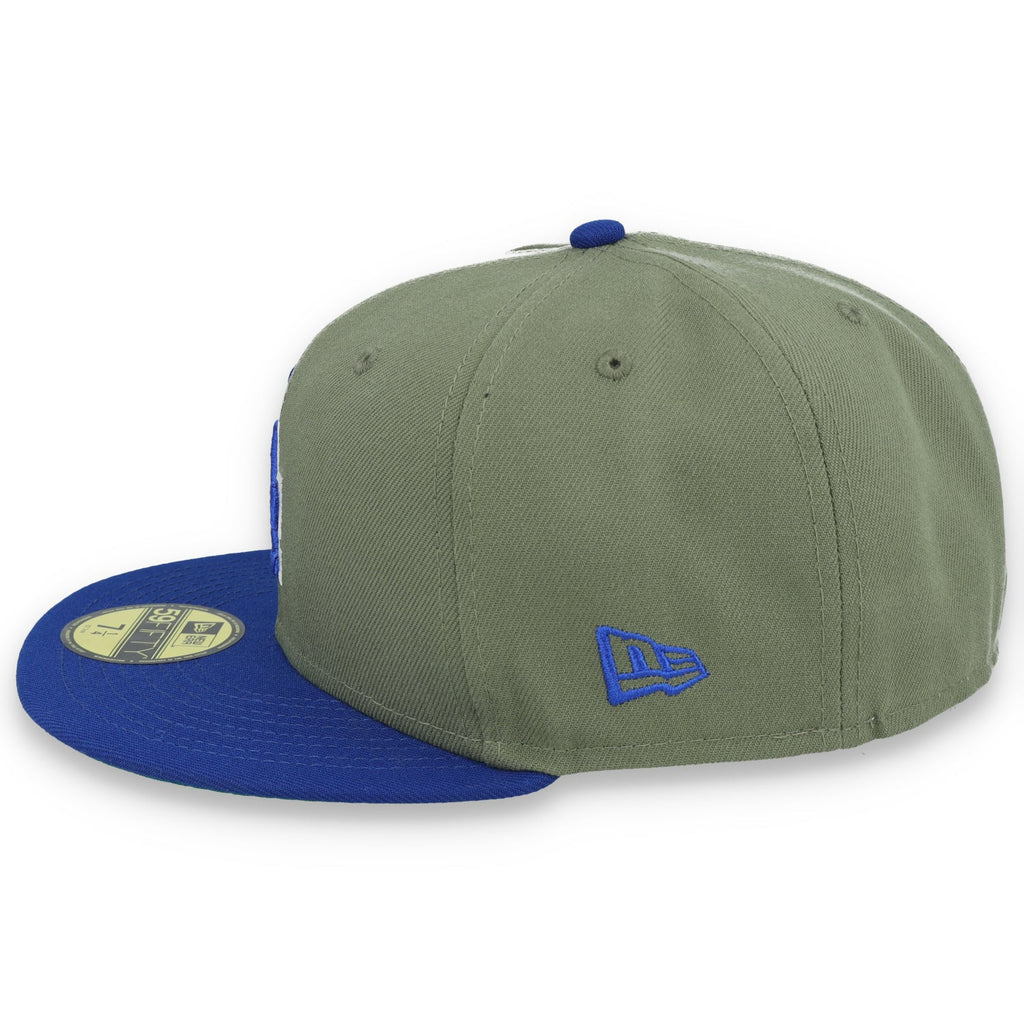 New Era Los Angeles Dodgers 60th Anniversary Side Patch 59FIFTY Fitted Hat- Olive Green product image 4, provided for visual