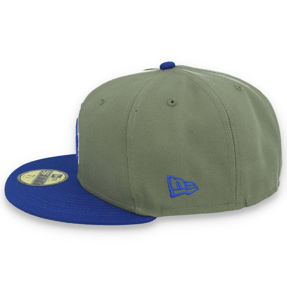 New Era Los Angeles Dodgers 60th Anniversary Side Patch 59FIFTY Fitted Hat- Olive Green product image 4, provided for visual