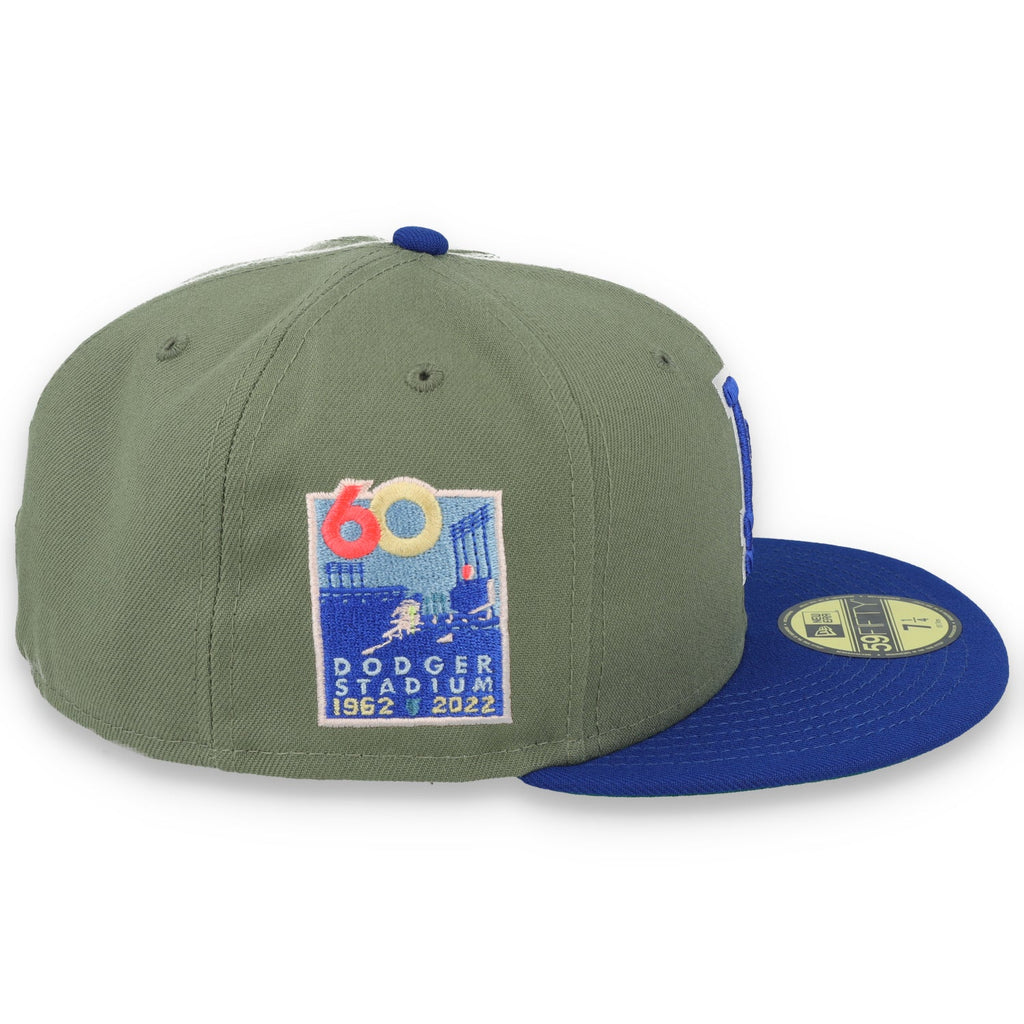 New Era Los Angeles Dodgers 60th Anniversary Side Patch 59FIFTY Fitted Hat- Olive Green product image 6, provided for visual