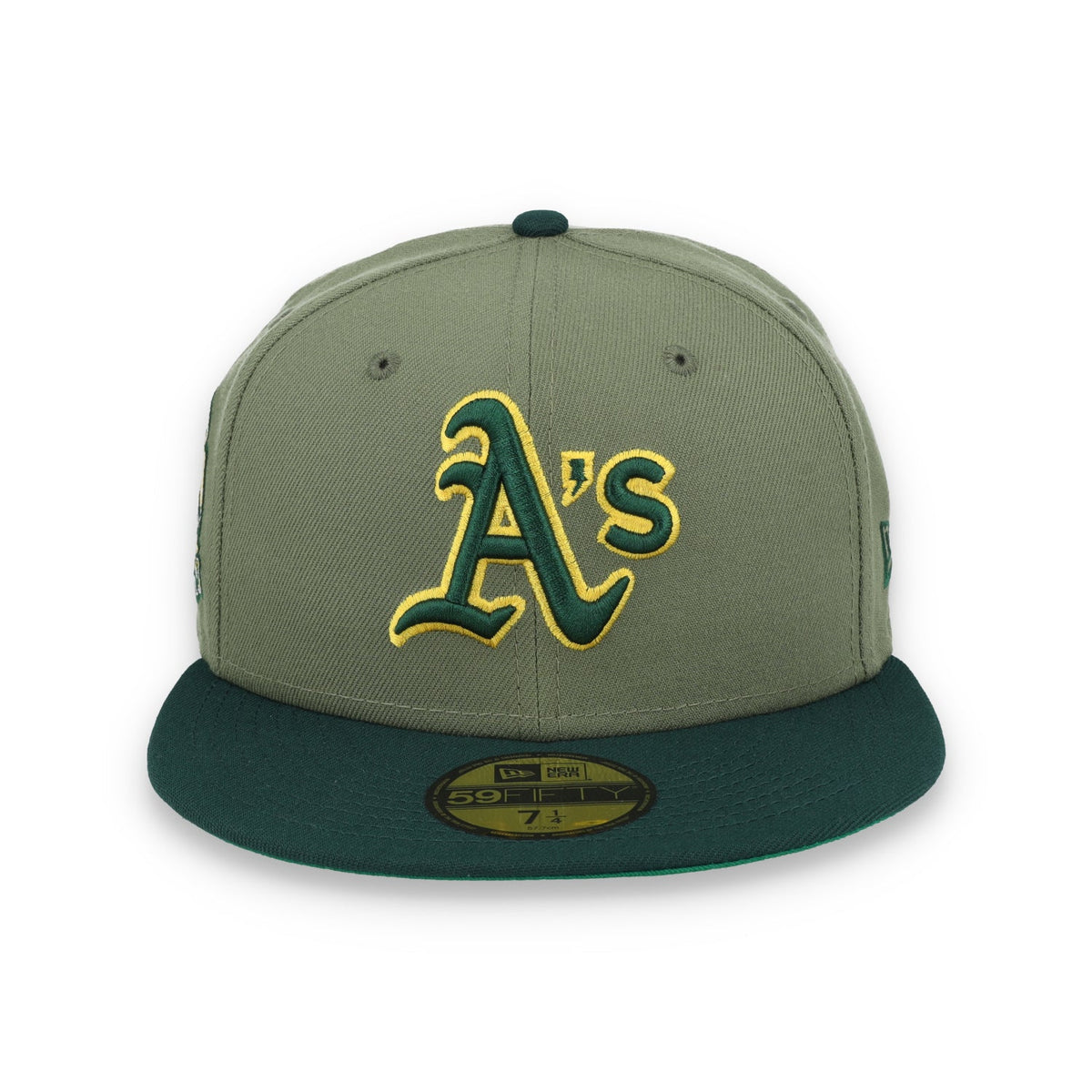 New Era Oakland Athletics 40th Anniversary Side Patch 59FIFTY Fitted Hat- Olive Green product image 2, provided for visual