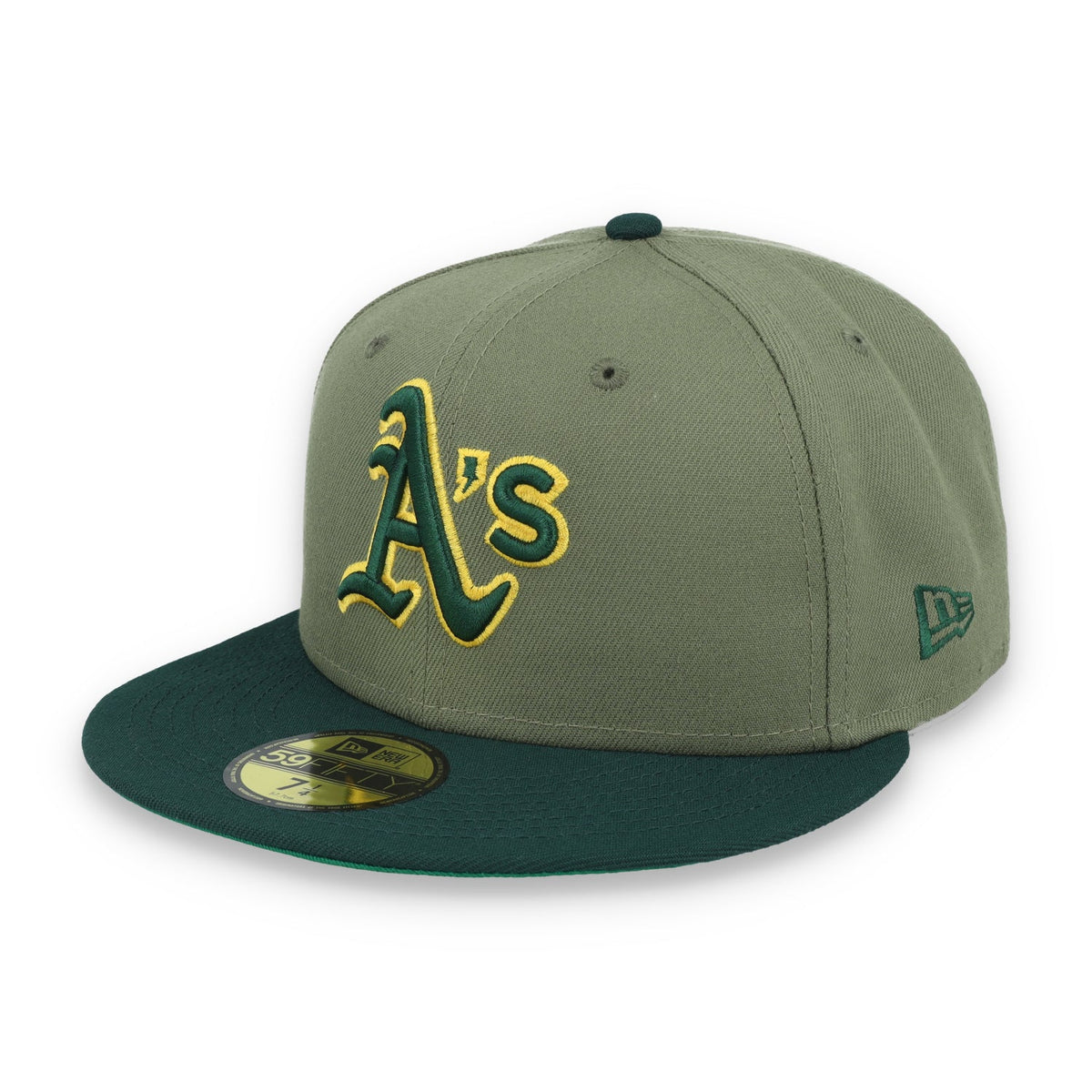 New Era Oakland Athletics 40th Anniversary Side Patch 59FIFTY Fitted Hat- Olive Green product image 3, provided for visual