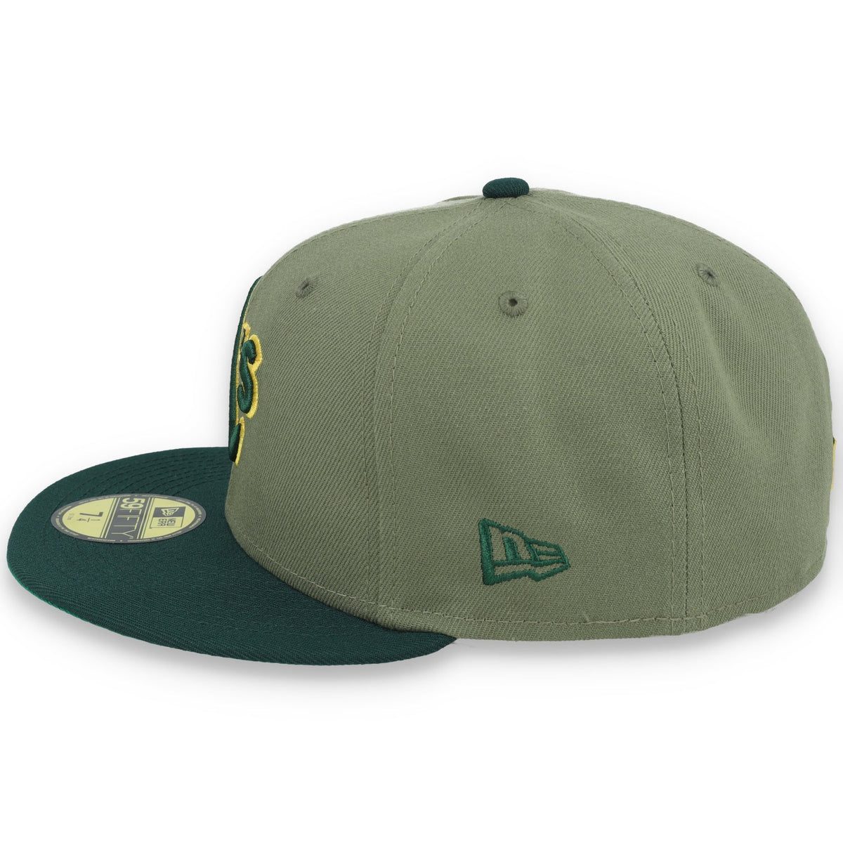 New Era Oakland Athletics 40th Anniversary Side Patch 59FIFTY Fitted Hat- Olive Green product image 4, provided for visual