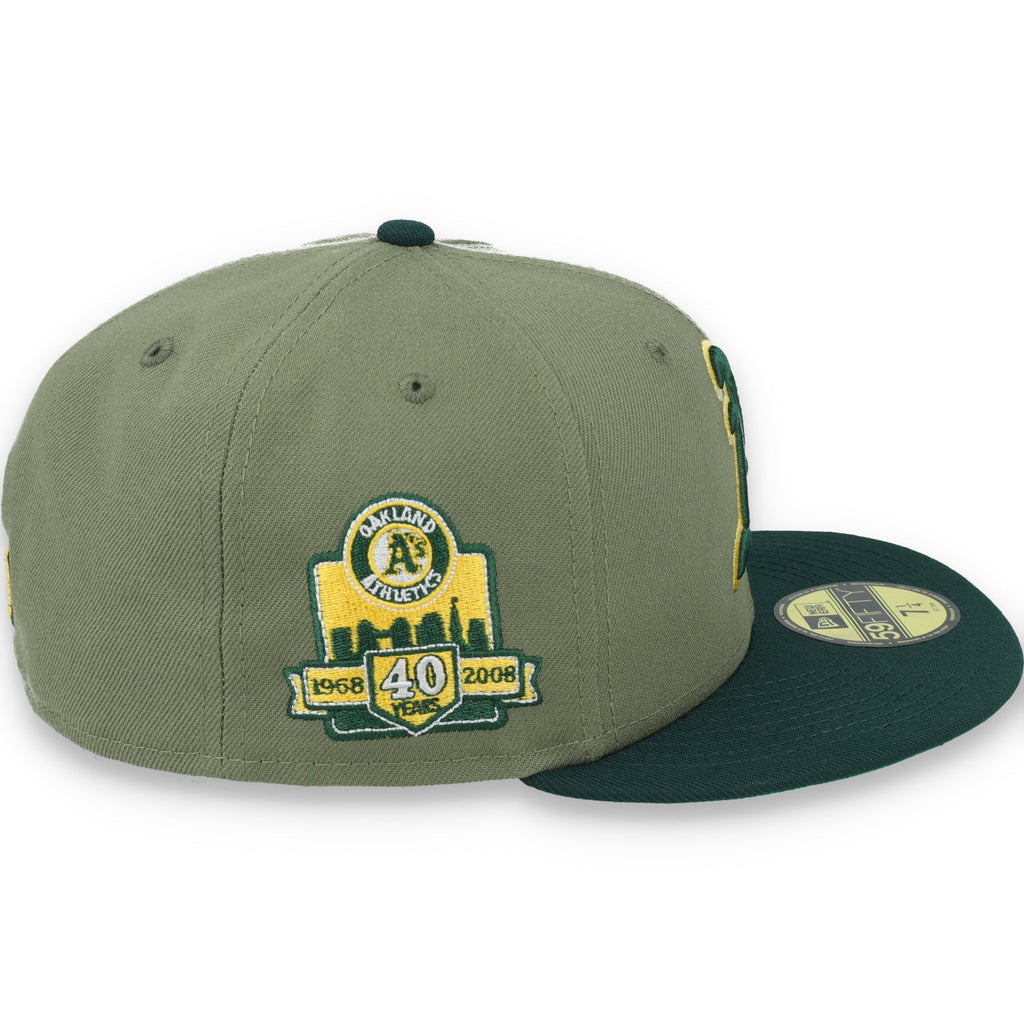 New Era Oakland Athletics 40th Anniversary Side Patch 59FIFTY Fitted Hat- Olive Green product image 6, provided for visual