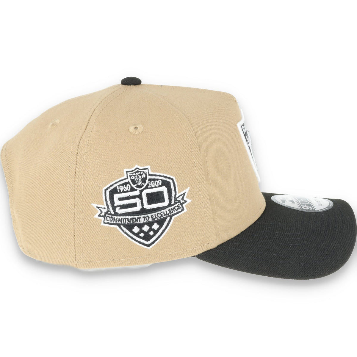 New Era Raiders 50th Anniversary Side Patch 9Forty A-Frame-Tan/Black product image 6, provided for visual reference and