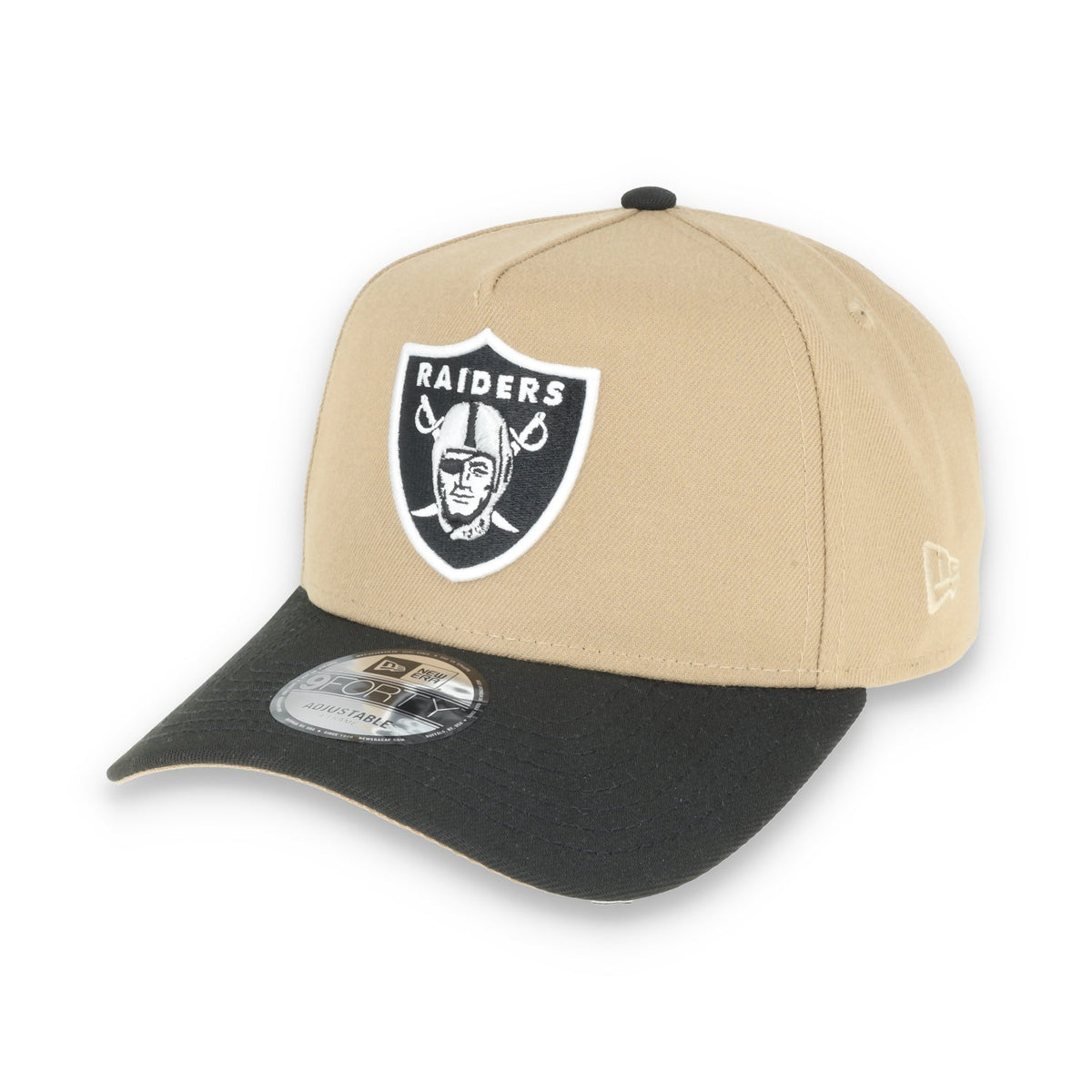 New Era Raiders 50th Anniversary Side Patch 9Forty A-Frame-Tan/Black product image 3, provided for visual reference and