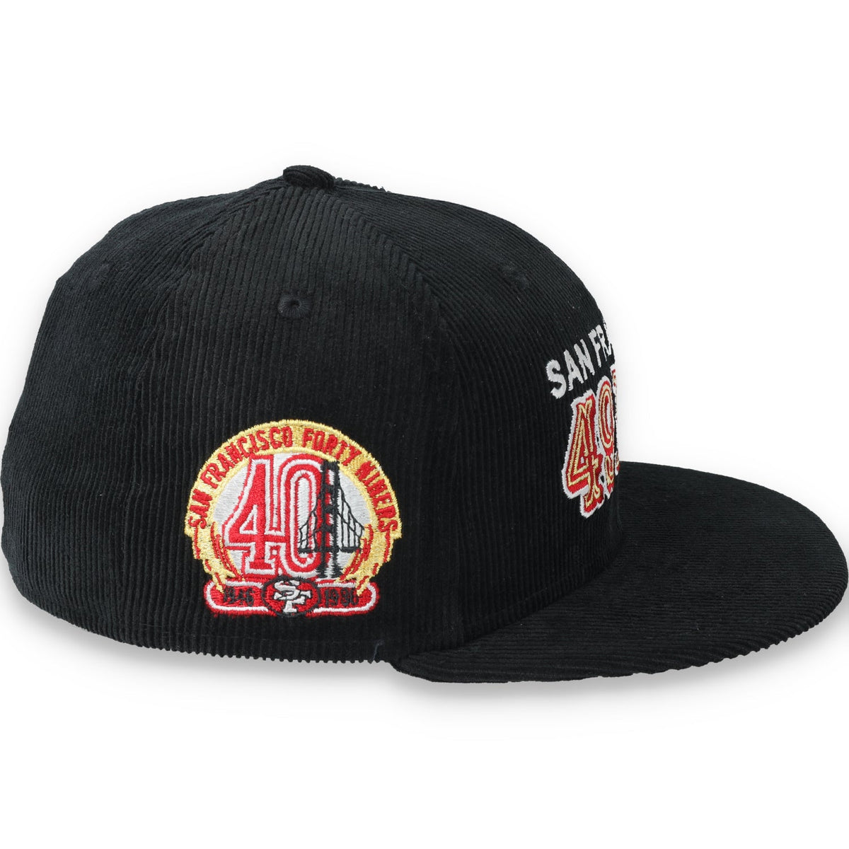 Exclusive San Francisco 49ers Corduroy 59FIFTY Fitted, 40th Anniversary Side Patch 59FIFTY Fitted Hat-Black product image 6,