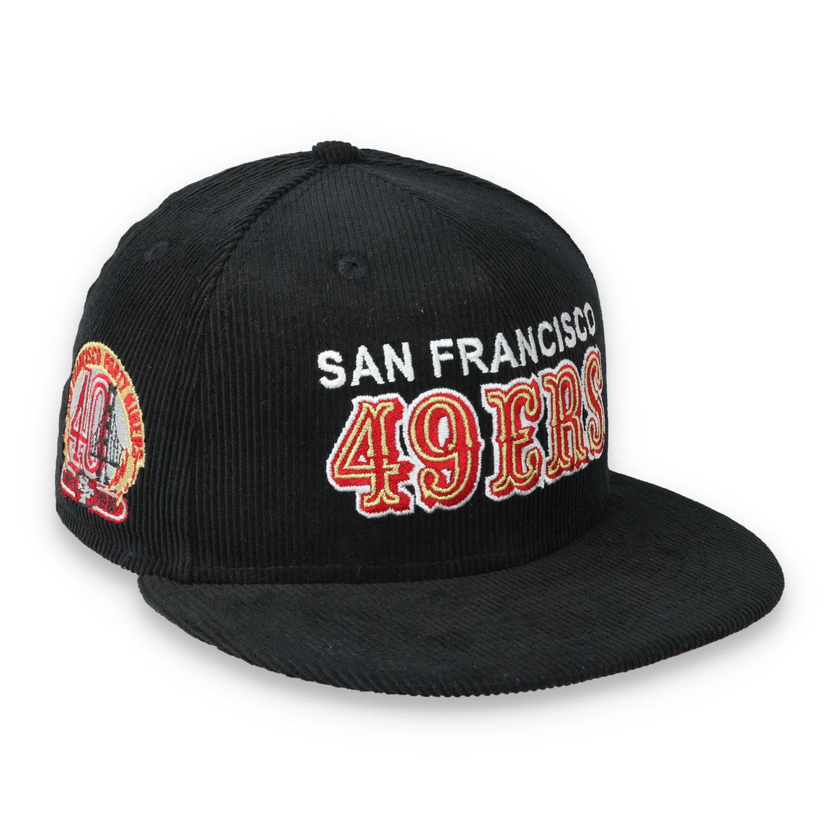 Exclusive San Francisco 49ers Corduroy 59FIFTY Fitted, 40th Anniversary Side Patch 59FIFTY Fitted Hat-Black product image 1,