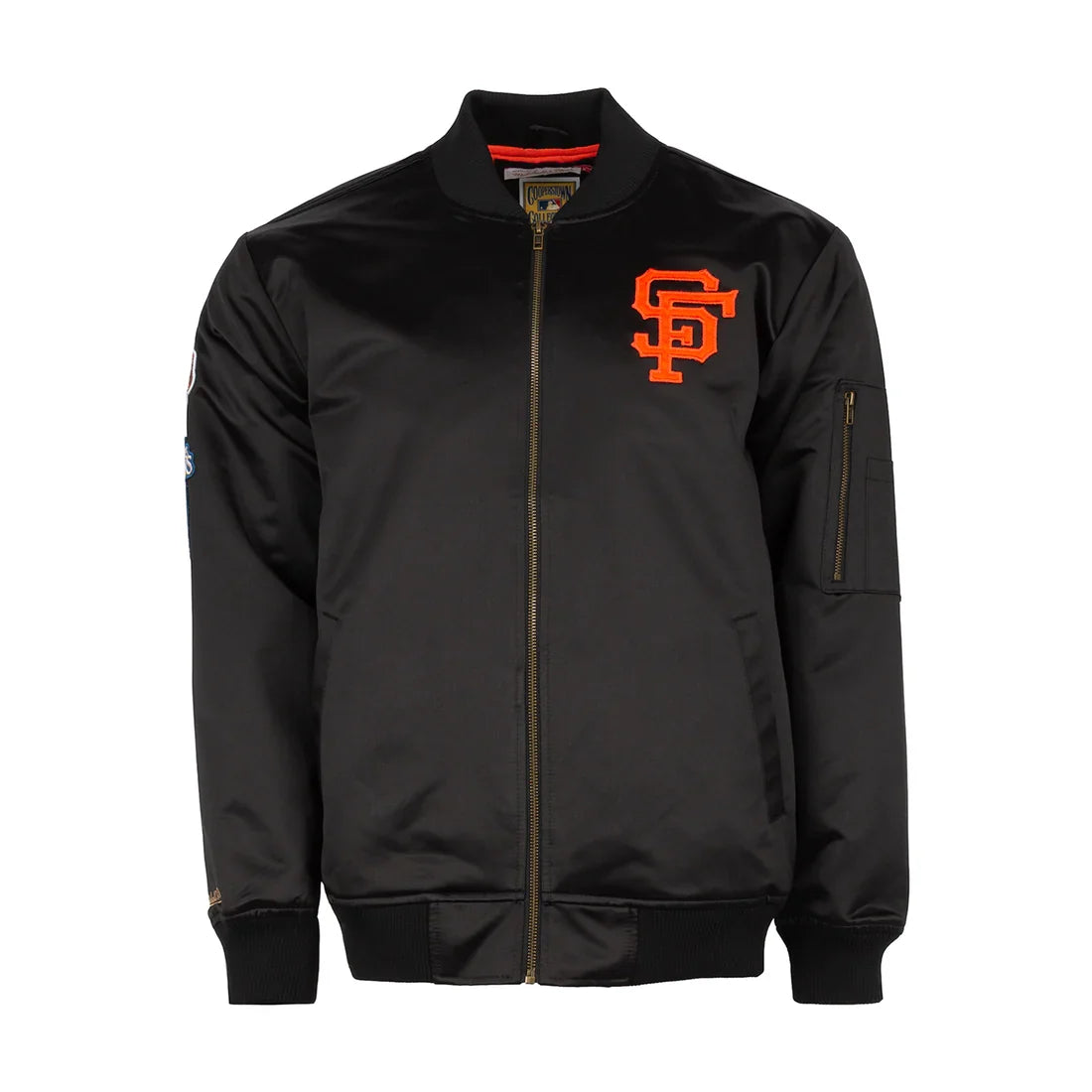 Mitchell & Ness San Francisco Giants Lightweight Satin Bomber Vintage Logo-Black product image 1, provided for visual