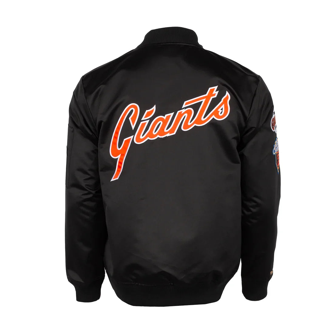 Mitchell & Ness San Francisco Giants Lightweight Satin Bomber Vintage Logo-Black product image 2, provided for visual