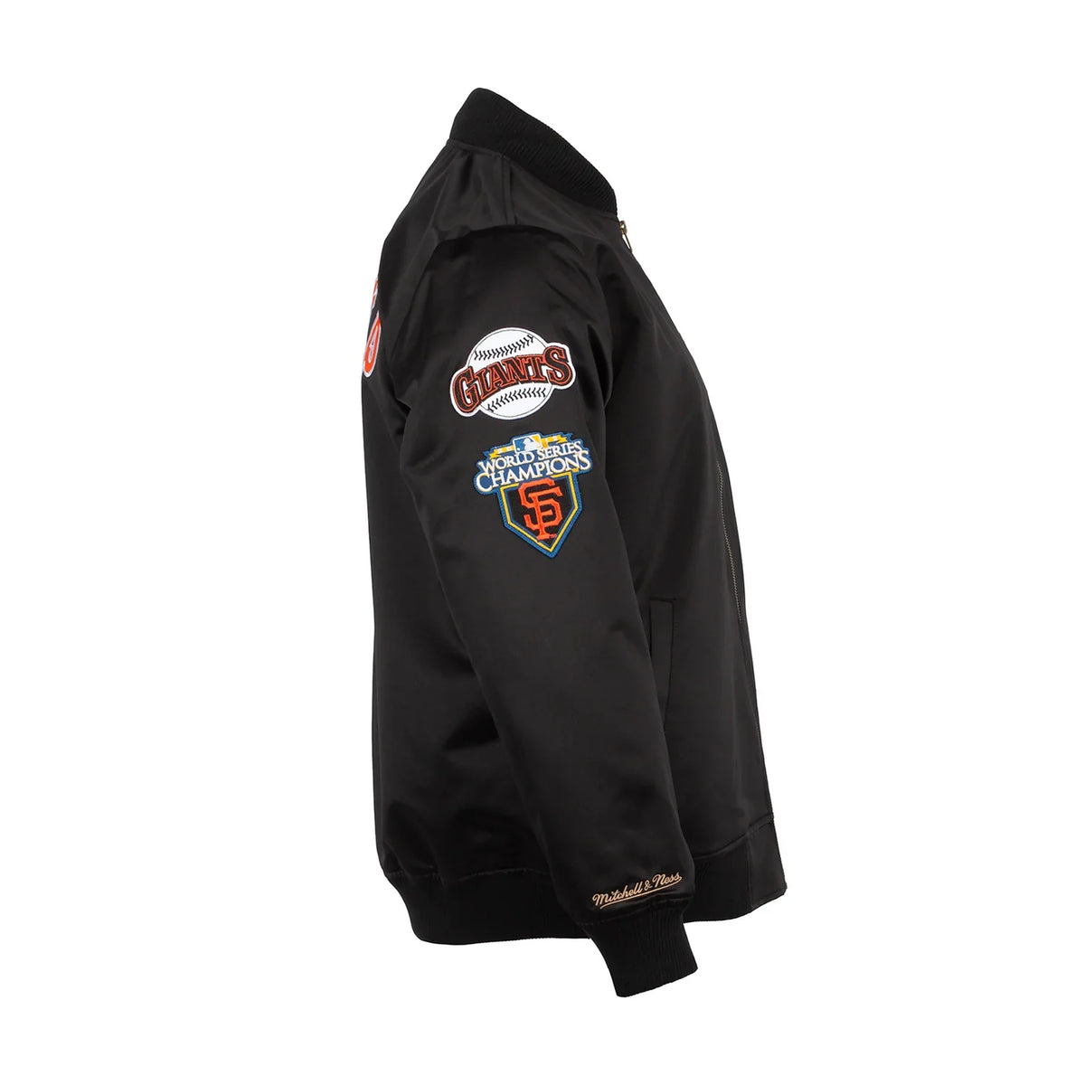 Mitchell & Ness San Francisco Giants Lightweight Satin Bomber Vintage Logo-Black product image 3, provided for visual