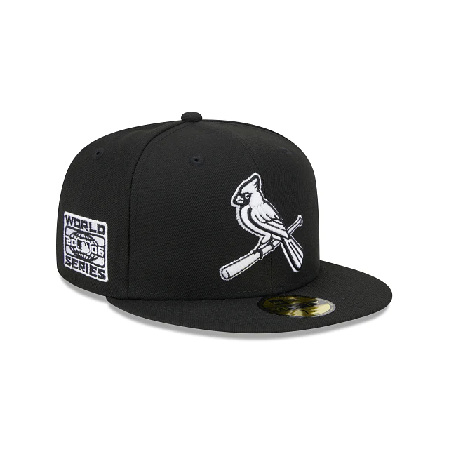 New Era St. louis Cardinals Side Patch 2006 World Series 59fifty Fitted Hat-Black/White product image 1, provided for visual