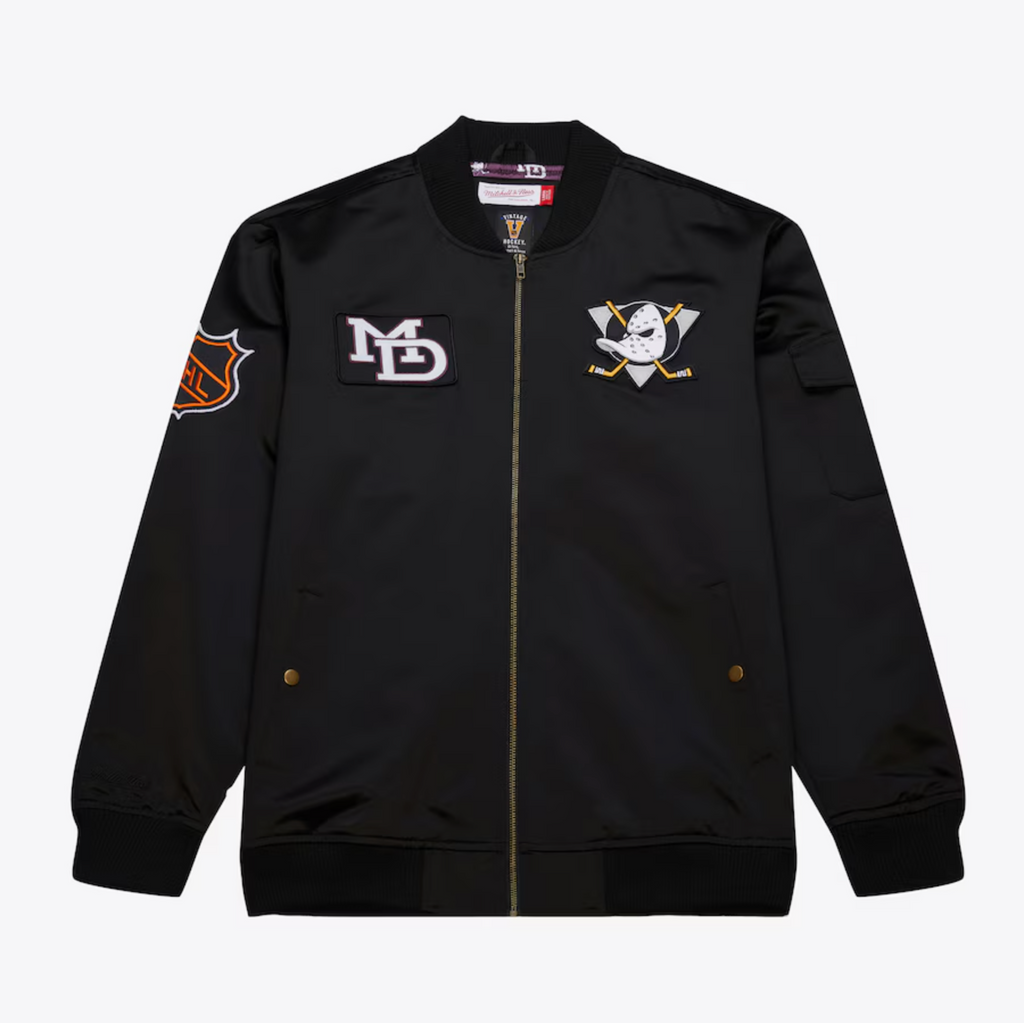 Anaheim Ducks Mitchell & Ness Satin Bomber Vintage Full-Zip product image 1