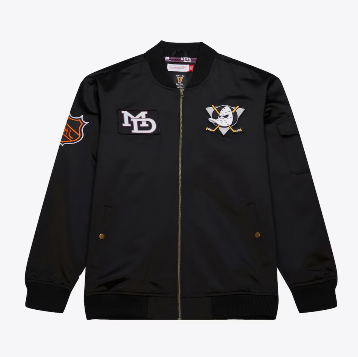 Anaheim Ducks Mitchell & Ness Satin Bomber Vintage Full-Zip product image 1