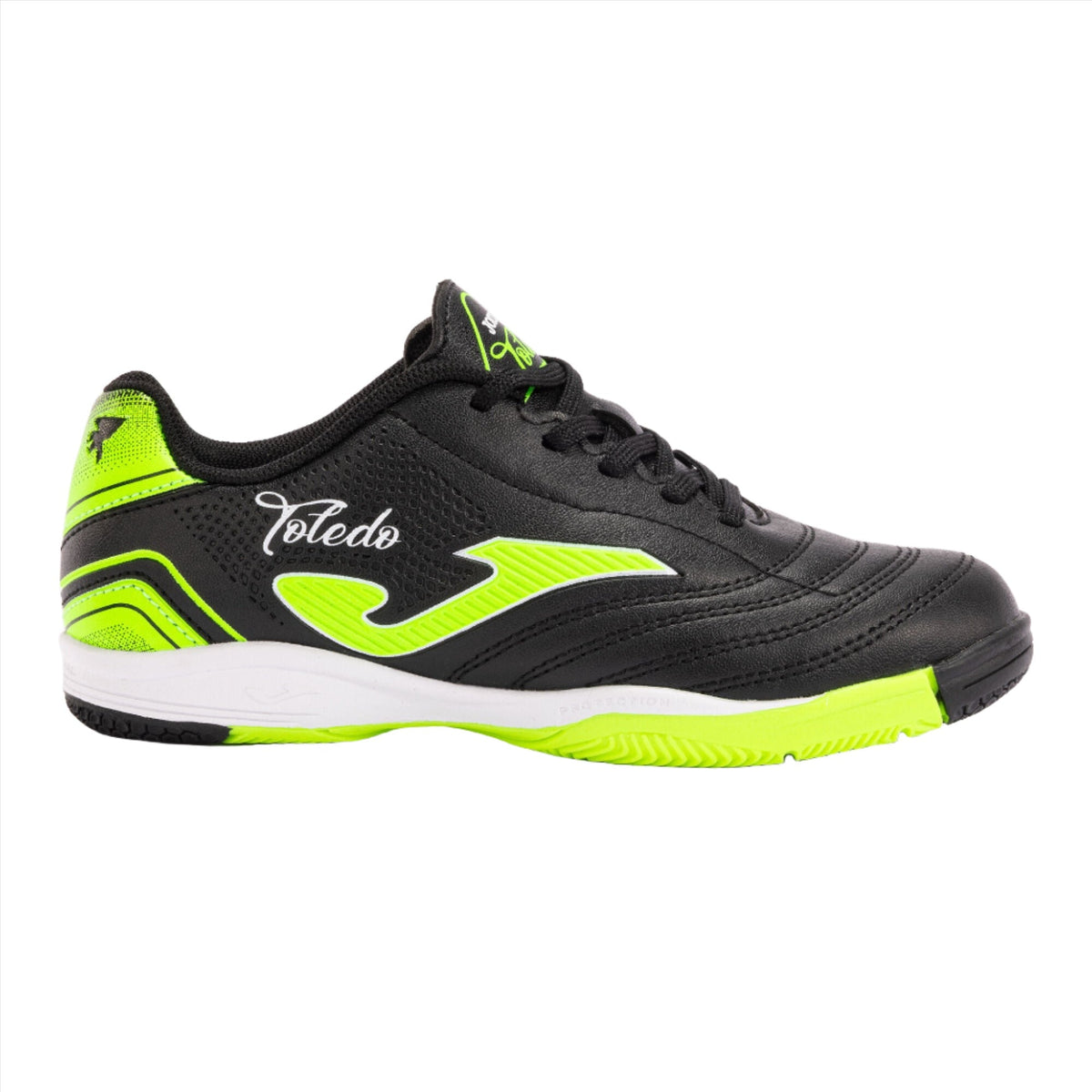 Joma Jr Toledo Indoor Shoe-Black/Florecent Green product image 1, provided for visual reference and product detail review