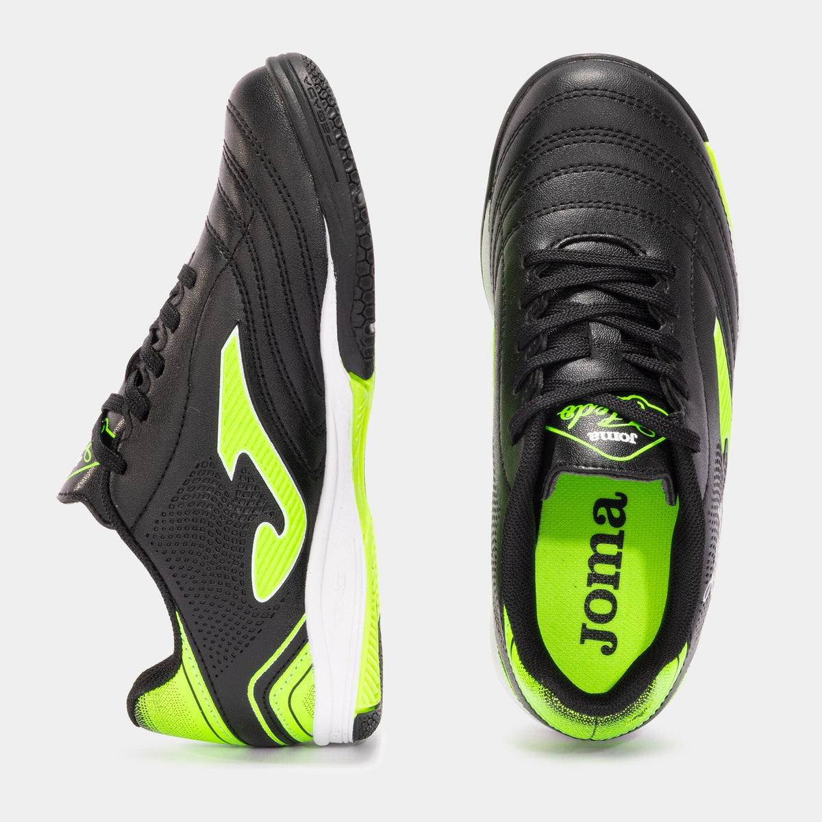Joma Jr Toledo Indoor Shoe-Black/Florecent Green product image 3, provided for visual reference and product detail review