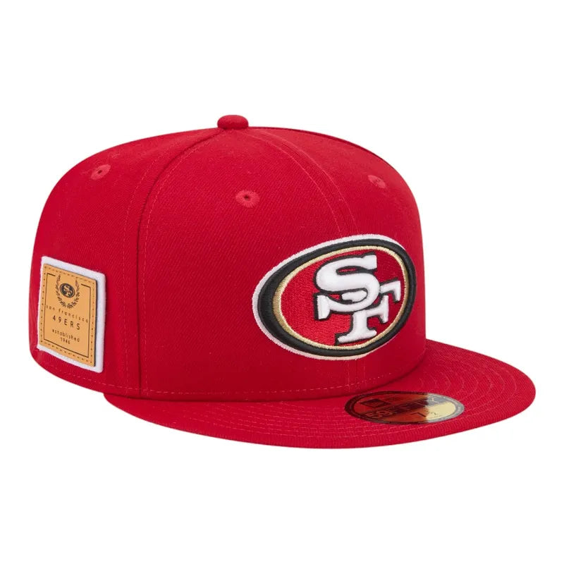 New Era San Francisco 49ers Logo Leather Patch 59FIFTY Fitted Hat product image 1, provided for visual reference and product