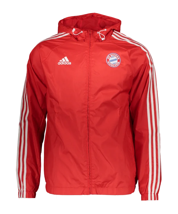 Adidas FC Bayern Munchen DNA Full-Zip Windbreaker 23/24-Red product image 1, provided for visual reference and product