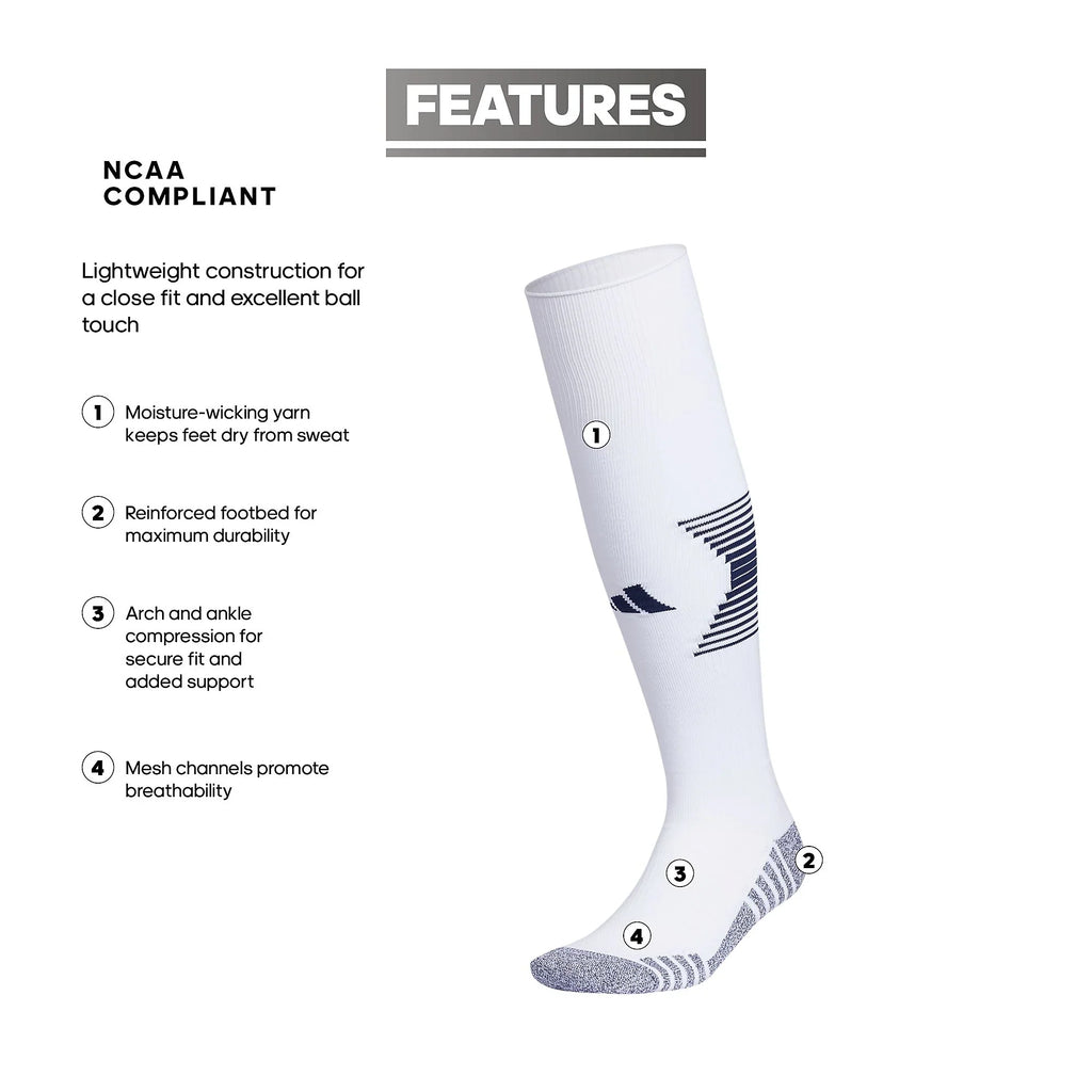 Adidas Team Speed 4 Soccer OTC Socks-White/Black product image 2, provided for visual reference and product detail review
