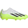Adidas Kid's X Crazyfast .3 FG-White/Core Black/Lucid Lemon product image 1, provided for visual reference and product