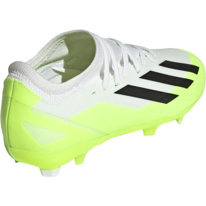 Adidas Kid's X Crazyfast .3 FG-White/Core Black/Lucid Lemon product image 6, provided for visual reference and product