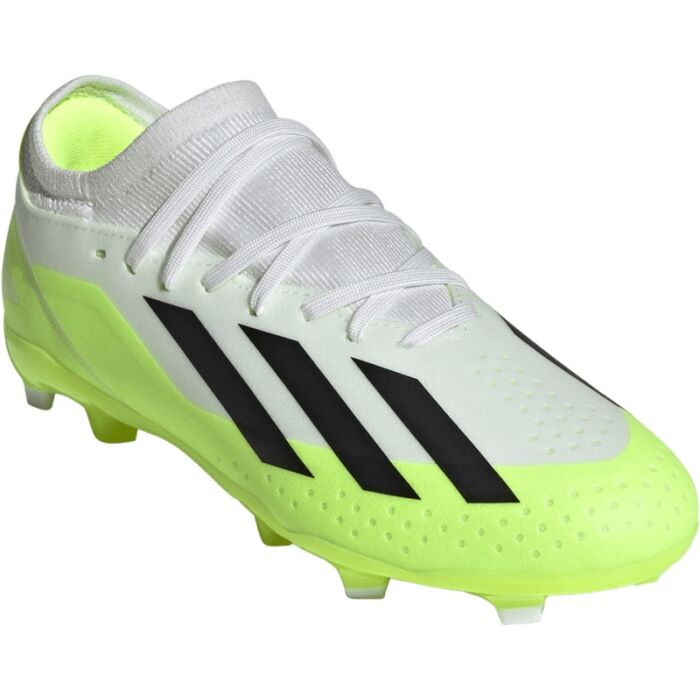 Adidas Kid's X Crazyfast .3 FG-White/Core Black/Lucid Lemon product image 5, provided for visual reference and product