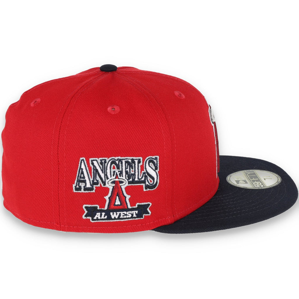 New Era Los Angeles Angels AL West 59Fifty Fitted Hat-Black/Red product image 6, provided for visual reference and product