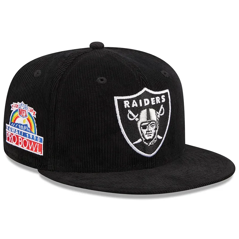 New Era Las Vegas Raiders Side Patch corduroy Fitted Hat-Black product image 1, provided for visual reference and product