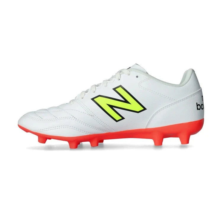 New Balance 422 V2 Wide Team FG -White/Volt/Crimson product image 2, provided for visual reference and product detail review
