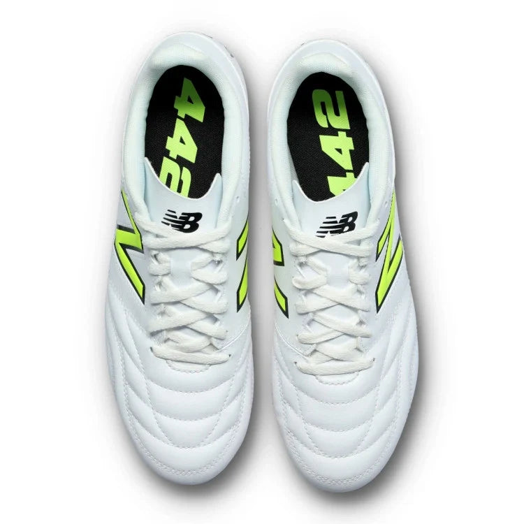 New Balance 422 V2 Wide Team FG -White/Volt/Crimson product image 4, provided for visual reference and product detail review