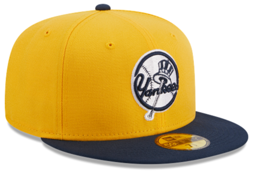 New Era New York Yankees Two-Tone Color Pack 59FIFTY Fitted Hat-Gold/Navy product image 1, provided for visual reference and
