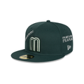 New Era Mexico Anniversary Logos Stone 59FIFTY Fitted Hat- Dark Green product image 1, provided for visual reference and