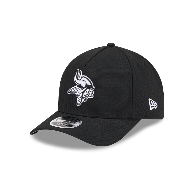 New Era Minnesota Vikings M-Crown A-FRAME 9FORTY Adjustable Hat-Black/White product image 5, provided for visual reference