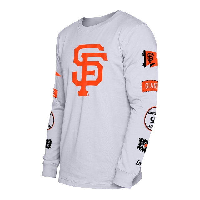 New Era Men San Francisco Giants Long Sleeve Side Patch T-Shirt-White product image 1, provided for visual reference and