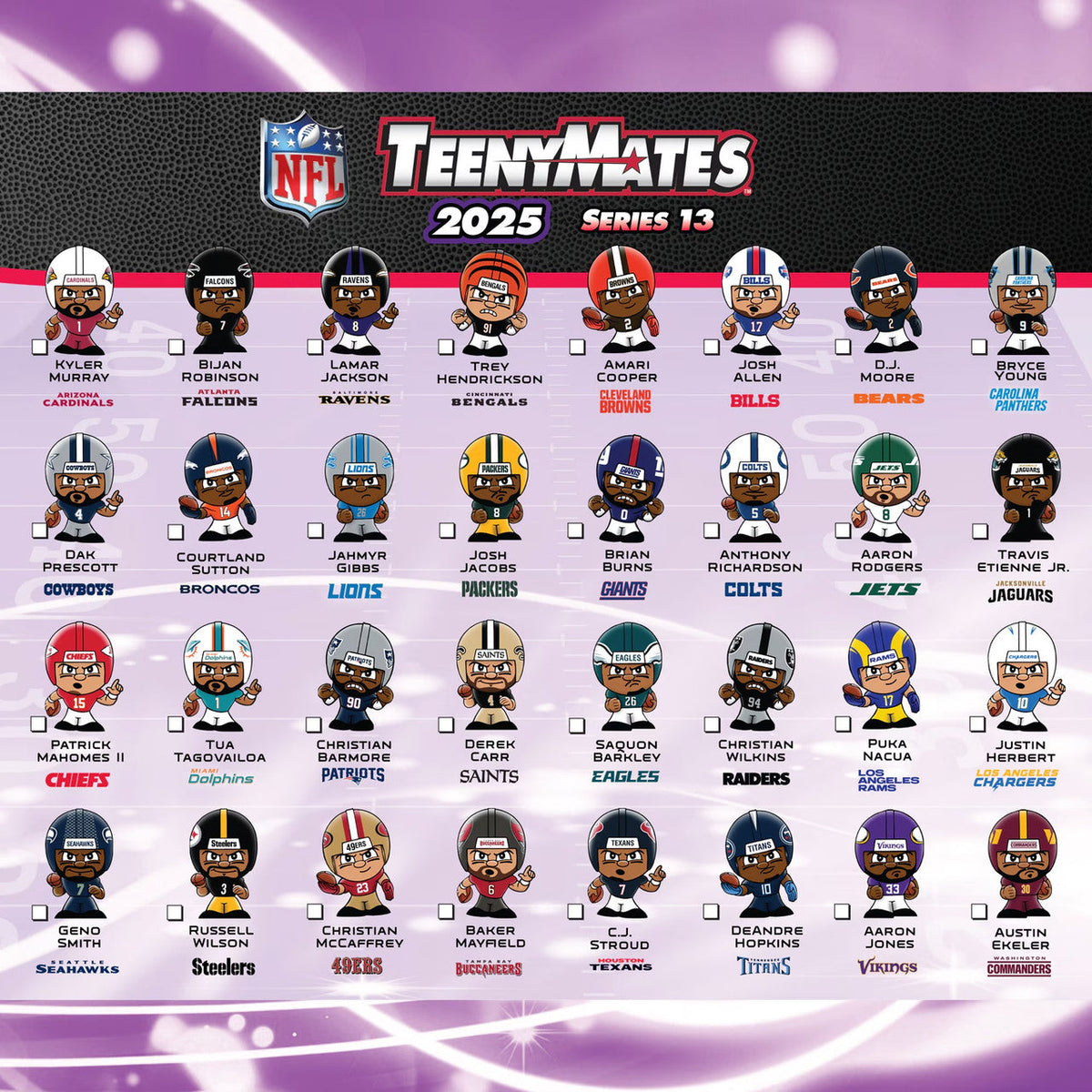 NFL TeenyMates 2024-2025 Series 13 Figurines Blind Pack product image 5, provided for visual reference and product detail