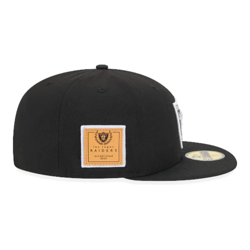 New Era Las Vegas Raiders Court Sport Leather Patch 59Fifty Fitted Hat product image 2, provided for visual reference and
