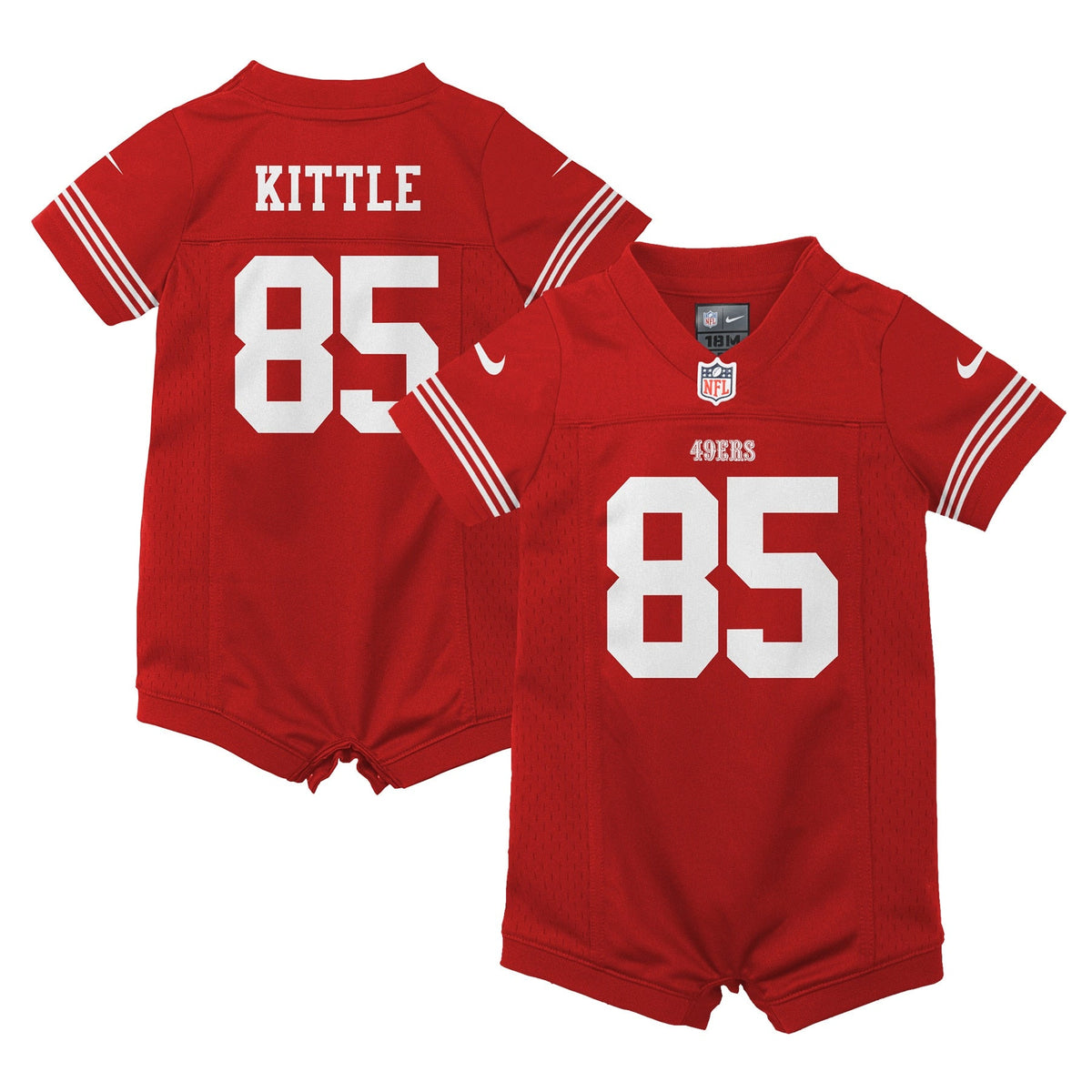 George Kittle San Francisco 49ers Nike Infant Romper Game Jersey product image 1, provided for visual reference and product