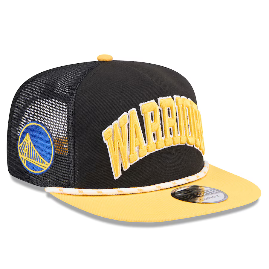 New Era Golden State Warriors Throwback The Golfer Snapback Hat product image 1, provided for visual reference and product