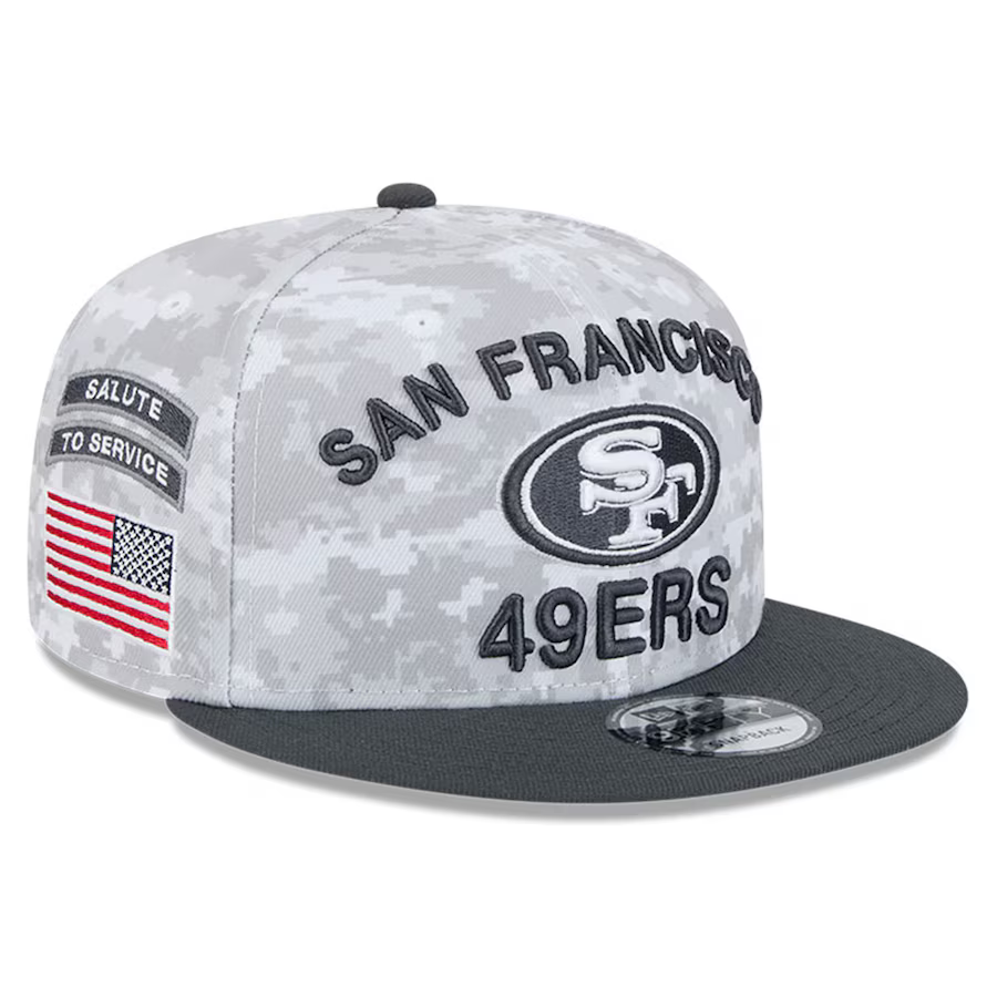 New Era San Francisco 49ers Salute to Service 9FIFTY Snapback Hat 2024 product image 1, provided for visual reference and