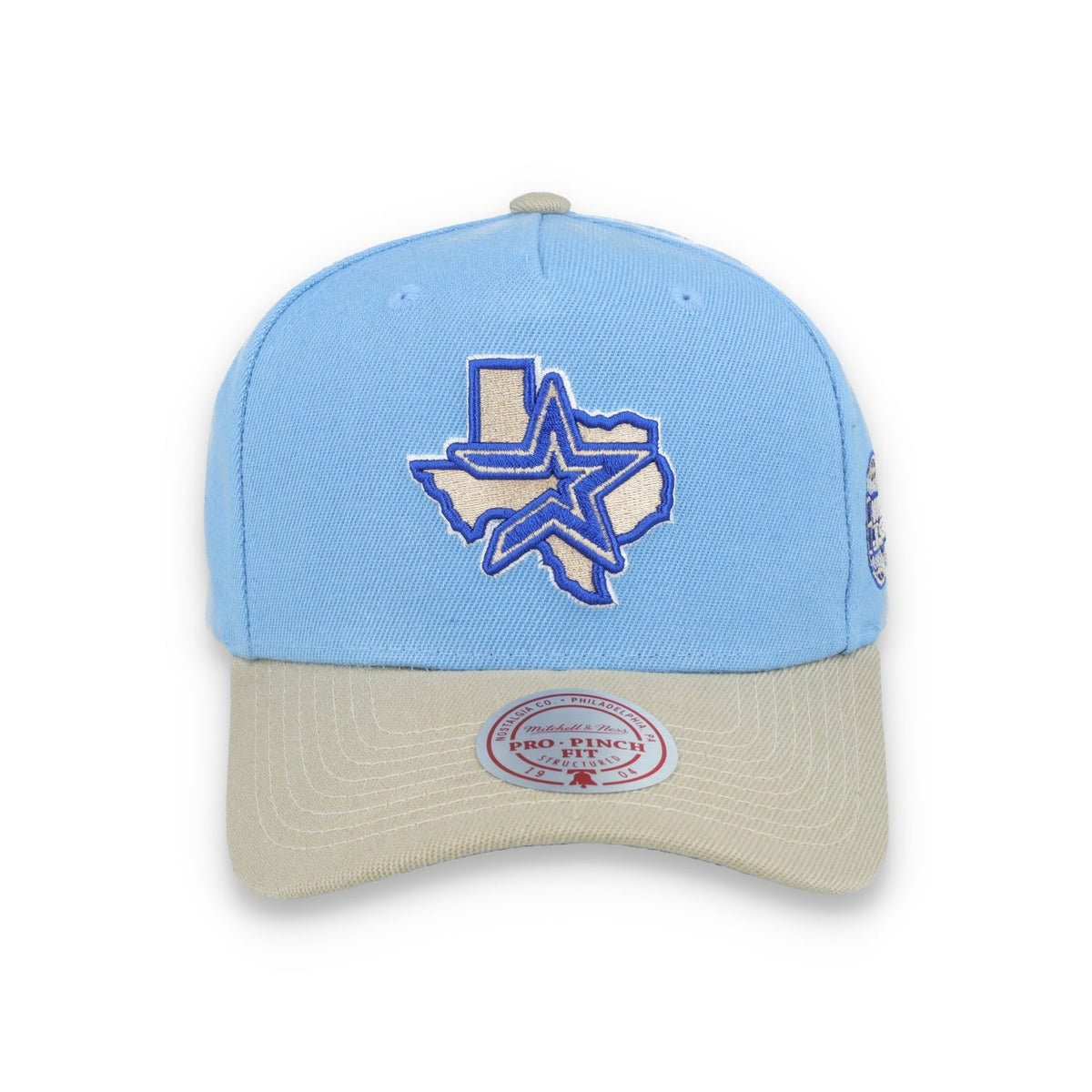 Mitchell & Ness Houston Astros 2005 World Series Side Patch Pro Pitch Snapback Hat-Light Blue/Beige product image 3,