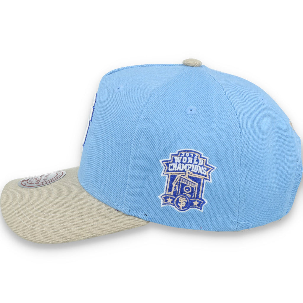 Mitchell & Ness San Francisco Giants 2012 World Series Side Patch Pro Pitch Snapback Hat-Light Blue/Beige product image 4,
