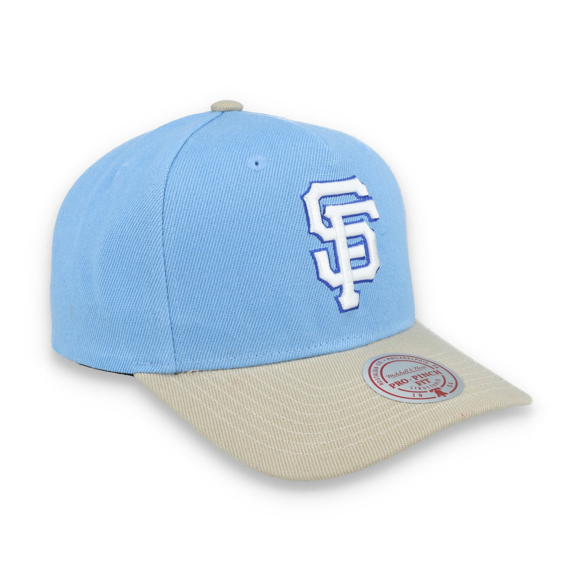 Mitchell & Ness San Francisco Giants 2012 World Series Side Patch Pro Pitch Snapback Hat-Light Blue/Beige product image 2,