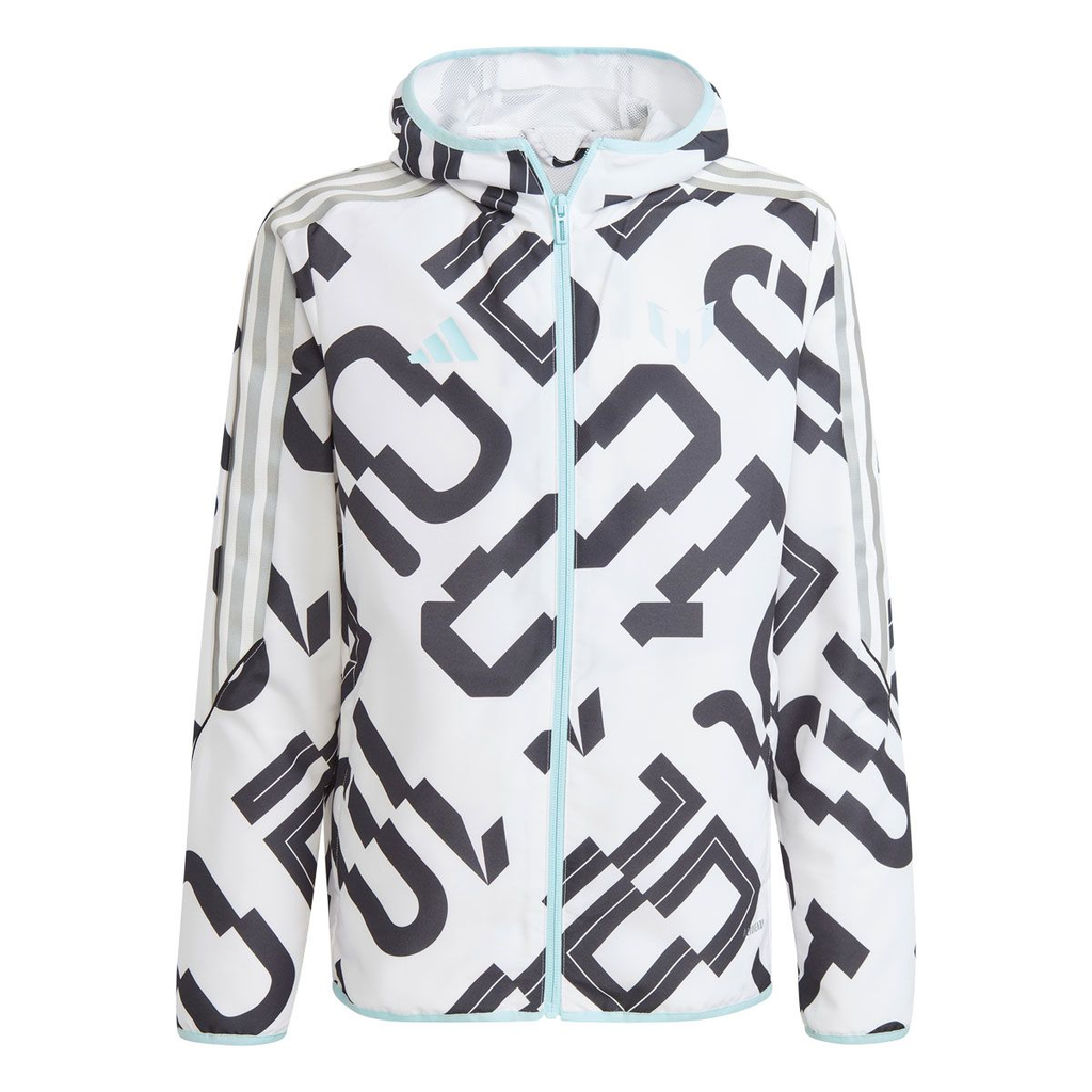 Adidas Youth Messi Zip-Up Sweater-White product image 1, provided for visual reference and product detail review