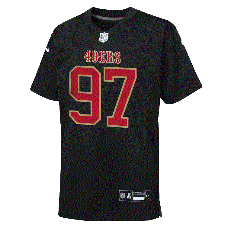Nike Youth San Francisco 49ers "Nick Bosa #97" Player Jersey- Black product image 1, provided for visual reference and