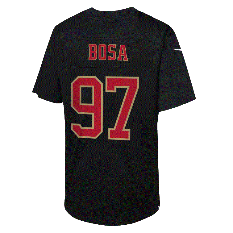 Nike Youth San Francisco 49ers "Nick Bosa #97" Player Jersey- Black product image 2, provided for visual reference and