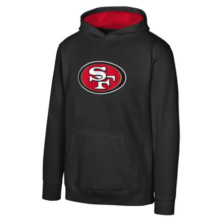 Youth San Francisco 49ers Prime Fleece Hoodie- Black product image 1, provided for visual reference and product detail review