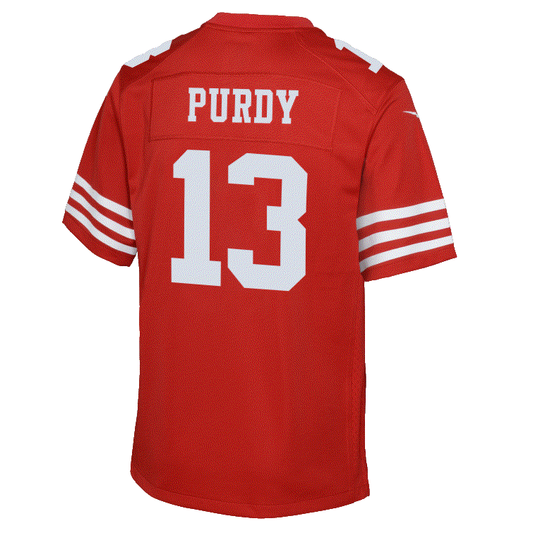 Nike Youth San Francisco 49ers Brock Purdy Game Jersey - RED product image 2, provided for visual reference and product