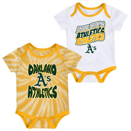 Oakland Athletics Monterey 2PK TIE DYE CREEPER SET product image 1, provided for visual reference and product detail review